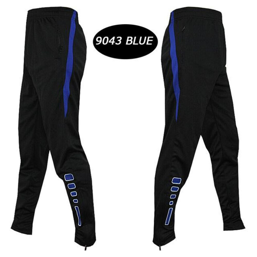 (blue, S) Mens Sport Drawstring Jogging Fitness Casual Pants Football Sportswear Bottoms Tracksuit Skinny Trousers Track Pant with zipper pocket sweatpants