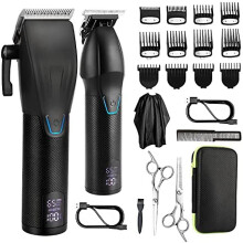 (As show, One size) Hair Clippers compatible Men,Professional Hair Cutting Kit,Cordless Barber Clipper and Beard Trimmer Set-C12