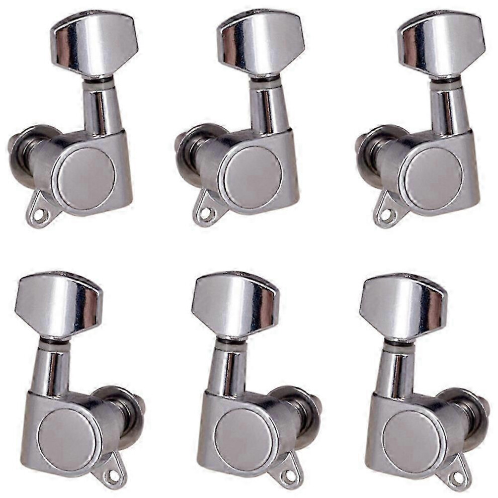 Kikidex (As Show, One Size) Guitar Tuning Pegs Tuner Machine Heads 3R3l Tuning Peg Compatible Withacoustic Electric Guitar,Silver