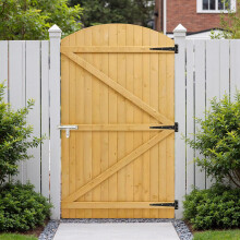 (Natural, 105x180cm) Curved Top Pine Wood Garden Gate