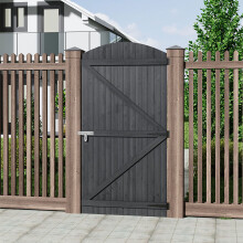 (Gray, 90x180cm) Curved Top Pine Wood Garden Gate