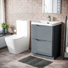 Merton 600mm Grey Freestanding Vanity Basin Unit & Rimless Close Coupled Toilet