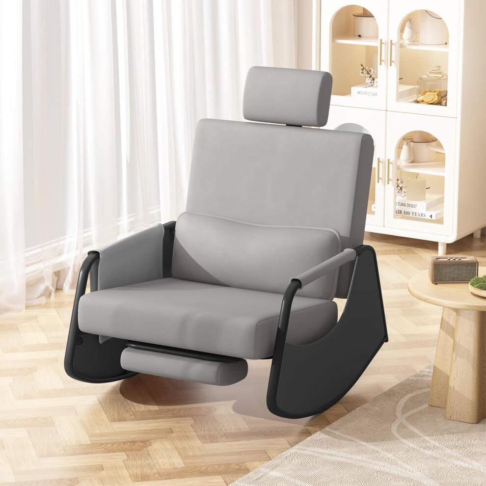 (Grey) YODOLLA Indoor Glider Rocking Chair with Footrest-image-OPC-PHH6MMP-NEW