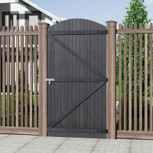 (Gray, 105x210cm) Curved Top Pine Wood Garden Gate
