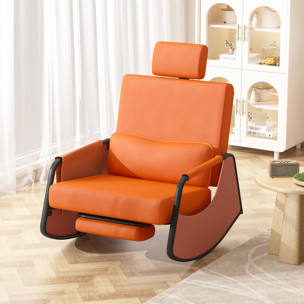 (Orange) YODOLLA Indoor Glider Rocking Chair with Footrest-image-OPC-PHH6MMN-NEW
