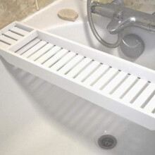 (Default) Unibos Bamboo Wood Bath Tub Rack Bathroom Shelf Tidy Tray Storage Caddy Organiser