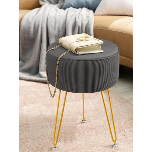 (Gray) Round Dressing Table Stool Vanity Seat Comfortable Stool for Dressing Table 2