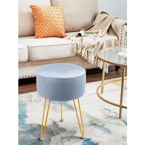 (White) Round Dressing Table Stool Vanity Seat Comfortable Stool for Dressing Table 1