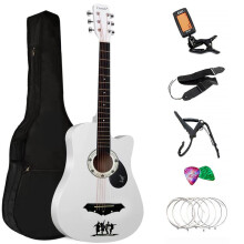 (WHITE) 6 STRING CLASSIC 4/4 SIZE 38" ACOUSTIC GUITAR PACK BOYS GIRLS MUSIC GUITAR Christmas,Xmas, Festival Gift For Men kids