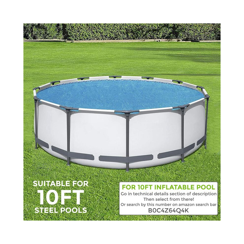 (SOLAR POOL COVER 10FT ( STEEL )) 8, 10, 12 & 15ft Solar Pool Cover for Inflatable Fast Set Paddling Swimming Pool