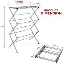 (DESIGN-2) Extendable Clothes Airer Dryer 3 Tier Metal Laundry Rack for Indoor and Outdoor Use - Steel, Lightweight