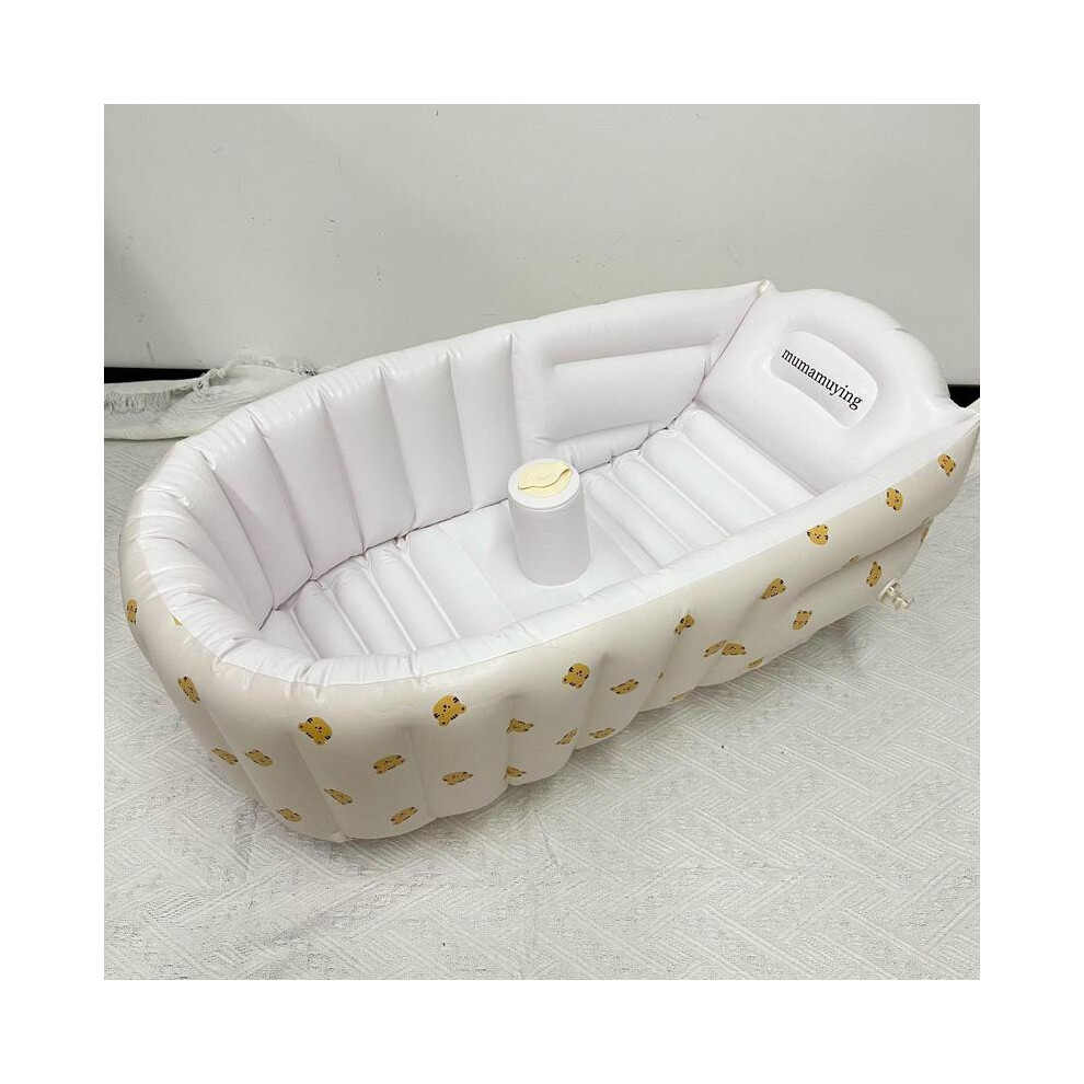 (Cloud Bunny) Baby Inflatable Swimming Pool, Cartoon Print Portable Baby Bath Tub, Foldable Baby Bathtub For Infant Toddler Kids White