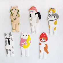 6PCS magnetic hook cat shaped seamless refrigerator magnetic refrigerator sticker office refrigerat