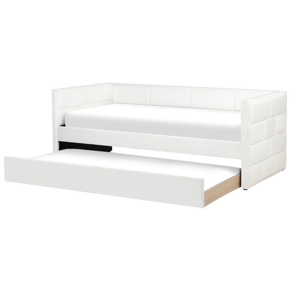 Trundle Bed Velvet CHAVONNE 90 x 200 cm (EU Single) Off-White