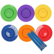 (As show, One size) 6 Sets Plastic Spinning Plate Juggling Props Kids Children Practicing Balance Skills Toy Home Outdo
