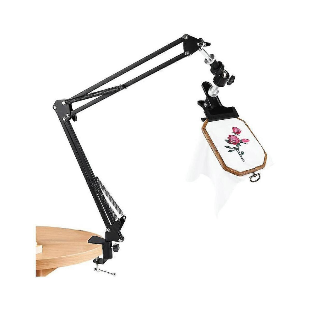 Kikidex (As Show, One Size) Embroidery Hoop Crossstitch Stand: Adjustable Metal Rotated Embroidery Hoop Holder With 360 Hoop Spin Knob