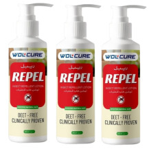 (PACK OF 3) Wolcure Repel DEET Free Natural Insect Repellent Lotion 100ml Mosquito Protection with Herbal Extracts, Safe for Kids & Adults