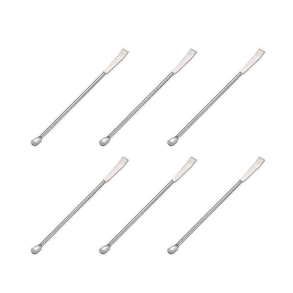 Kikidex (As Show, One Size) Lab Mini Scoop 6 Pcs Stainless Steel Sampling Reagent Spoon Laboratory Double Head Spatula 125Mm