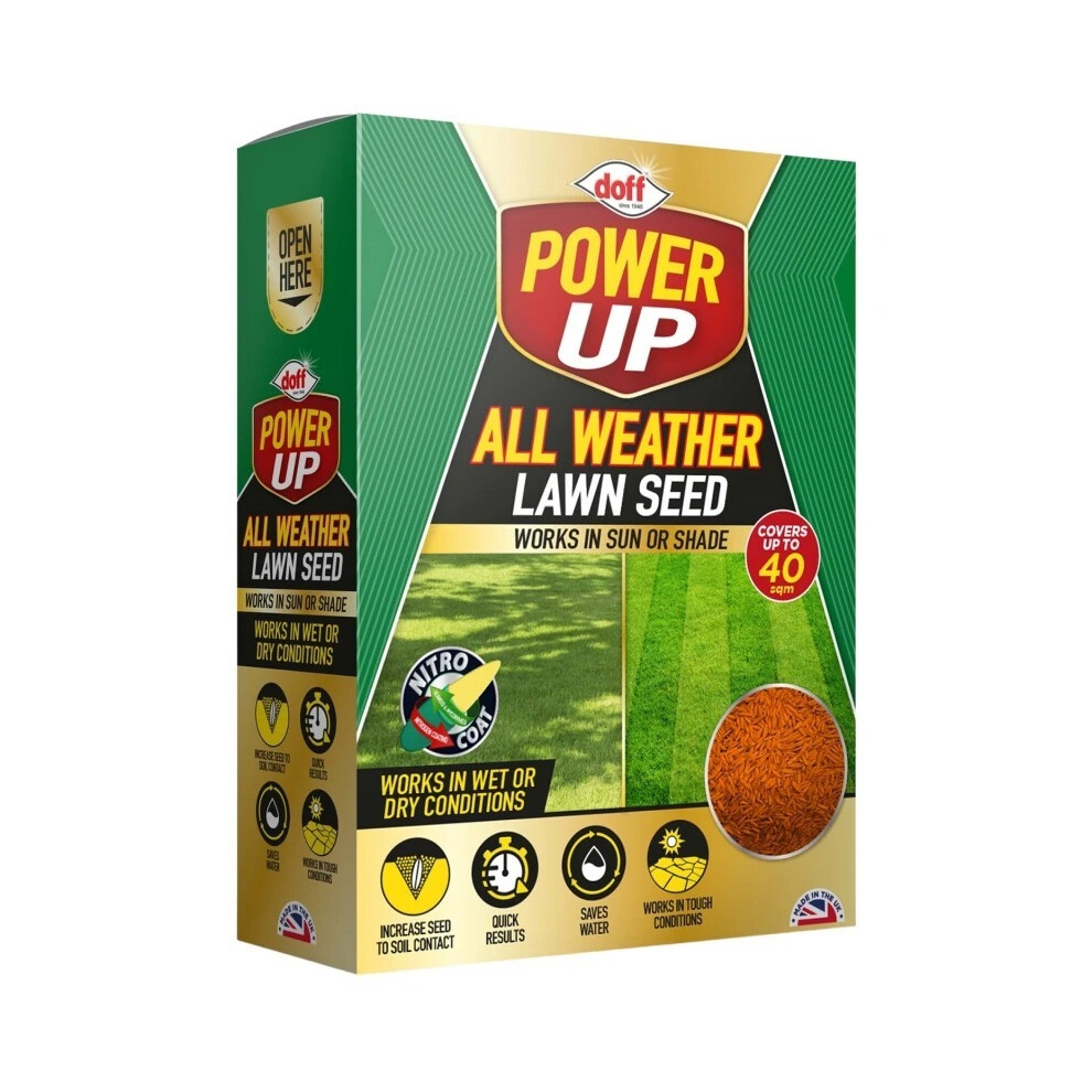 Doff Power Up All Weather Lawn Seed with NITRO-COAT - 1kg