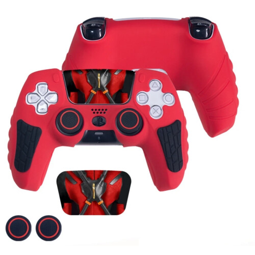 (Dead  pool) For PS5 Controller Skin Anti-Slip Silicone Protective Case & Thumb Grips