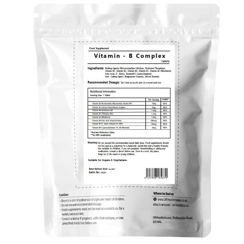 Vitamin B Complex 60 Tablets - B1 B2 B3 B5 B6 B7 B9 B12 High Strength 1