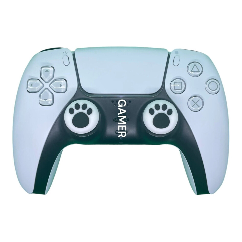 (Paws - Pair) Premium Thumb Grips Ps5 / Ps4 / X Box One X/S Joystick Controller Skin Caps White 6963793616954