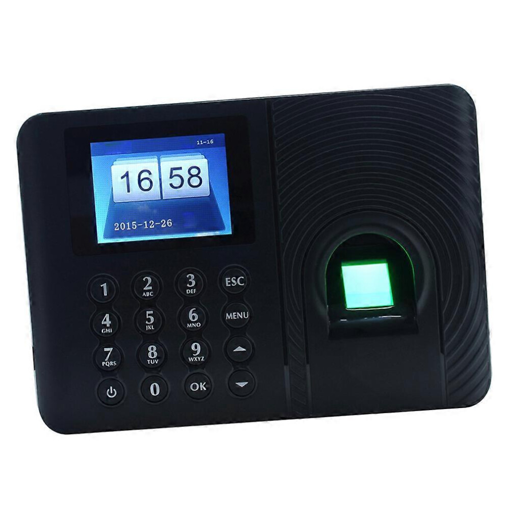 (US Plug, One size) Intelligent Biometric Fingerprint Password Attendance Machine Employee Checking-in Recorder 2.4 inch TFT LCD Screen DC 5V Time Att-image-OPC-PHH6XV8-NEW