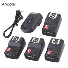 (As show, One size) Andoer 16 Channel Wireless Remote Flash Trigger Set 1 Transmitter + 4 Receivers + 1 Sync Cord for Canon Nikon Pentax Olympus Sigma Sunpak Vivitar Neew