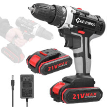 (2pcs batteries US Plug, One size) 21V Multifunctional Electric Impact Cordless Drill High-power Lithium Battery Wireless Rechargeable Hand Drills Home DIY Electric Power Tools