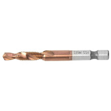 (As show, One size) High Speed Steel 6.35mm Hex Shank Tap Drill Bit Compound Tap for Internal Chip Removal (M6)