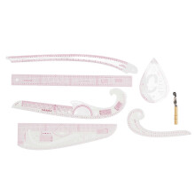 (As show, One size) 6PCS Tailor Rulers PVC Plastic Curve Pattern Clothing Making Ruler Sewing Cutting Ruler Set with Scriber
