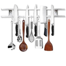 (As show, One size) Wall Magnetic Knife Rack, Metal Kitchen Storage Magnetic Strips, Wall Knife Rack with Hooks