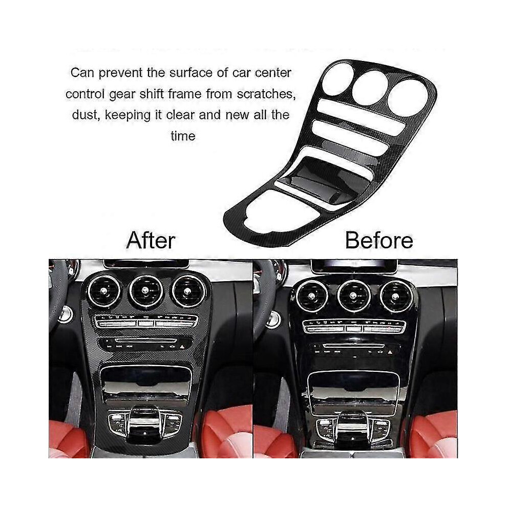 Kikidex (As Show, One Size) Abs Center Console Panel Decoration Cover Trim 2Pcs Compatible With Mercedes Benz C Class W205/Glc X253 Carbon