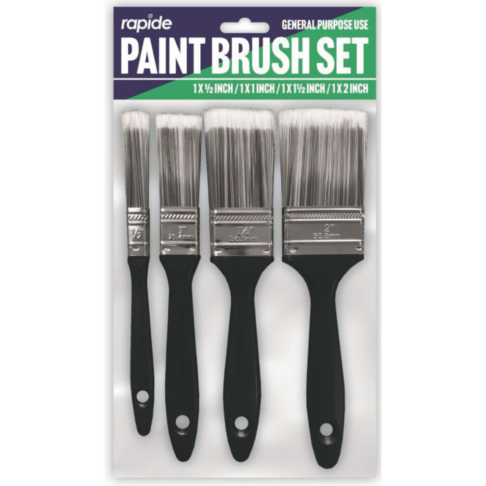 4 Pcs Wall Paint Brush Set Flat Paint Chip Paint House Wall Brushes