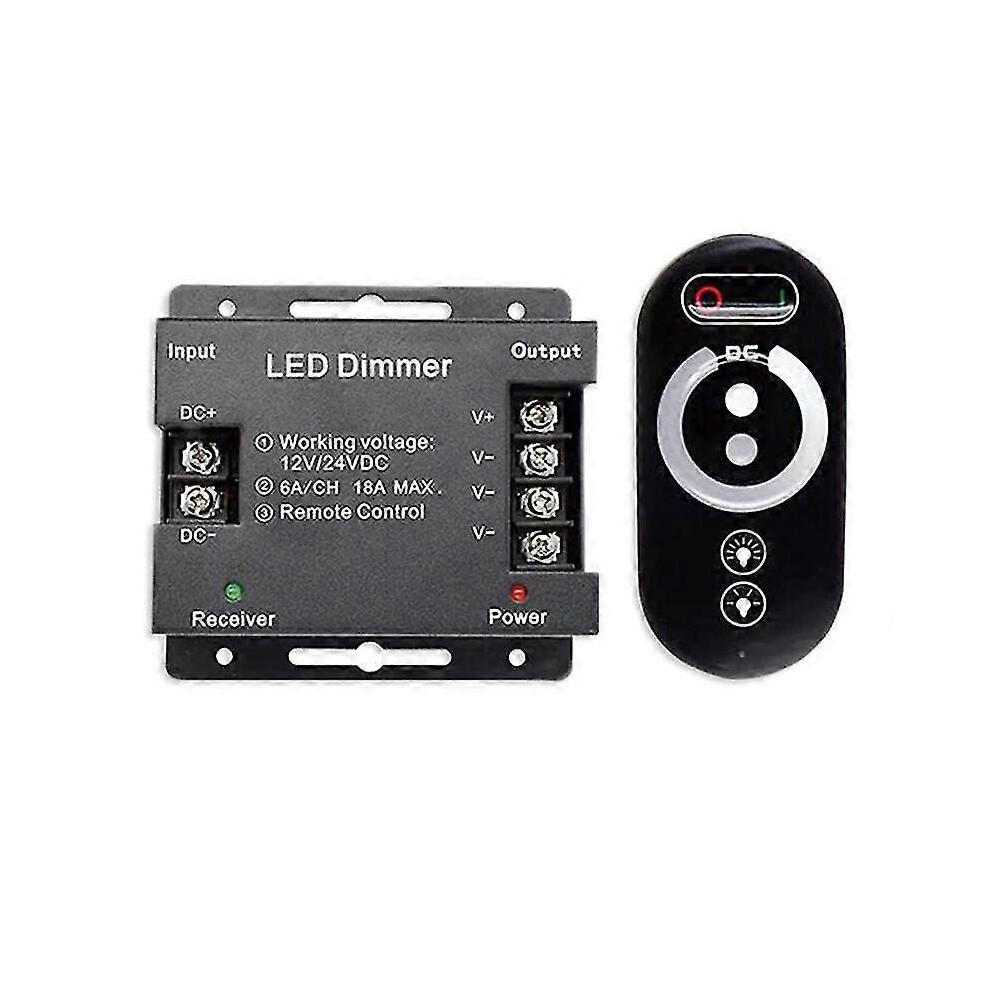 Kikidex (As Show, One Size) 18A Led Monochrome Controller Dimmer 12V 24V With Rf Wireless Touch Remote Control Compatible With Single Color Bar Light