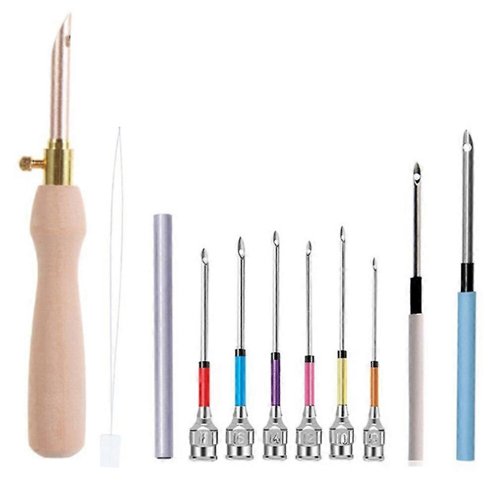 Kikidex (As Show, One Size) 11Pcs Punch Needle Tool Kit Embroidery Stitching Punch Needle & Needle Threader Embroidery Poking C