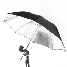 (As show, One size) 83cm 33in Studio Photo Strobe Flash Light Reflector Black Silver Umbrella