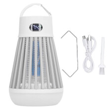 (As show, One size) Bug Killer Outdoor Rechargeable Waterproof Portable 2 in 1 Multifunctional Fly Trap Light for Camping White