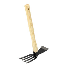 (As show, One size) Hand Hoe Rake Tool Carbon Steel Wooden Handle Gardening Digger for Weeding Harvesting Digging Planting