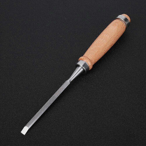 (As show, One size) 2PCs Flat Chisel Carpentry Tools Wooden Handle Durable Woodworking Accessory Cr V 6mm 2