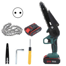 (As show, One size) Mini Electric Chainsaw 550W 21V Tree Trimming 2 Lithium Battery 1 Charge 6in L AC100240VEU Plug