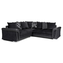 Corner Sofa Bed Vigo Black Fabric/ Faux Leather Scatter Back Cushions