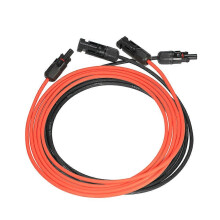 (As show, One size) 1 Pair 10 Feet Black + 10 Feet Red 10AWG Solar Panel Extension Cable Wire with Female and Male Connector