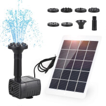 (As show, One size) Solar Water Pump Kit Solar Fountain Pump for Bird Bath with 3W 5V Solar Panel 7 Nozzles Max. Water Height 50cm for Fish Tank Small Pond Garden Decorat