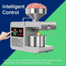 (As show, One size) Electric Oil Press Machine Large Color Digital Display Home Household Kitchen Intelligent Stainless Steel Electric Oil Press Machine