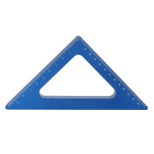 (As show, One size) Triangle Ruler Blue 90 Degree Inch Metric Aluminum Alloy Square Woodwork Measuring Tool Gauge