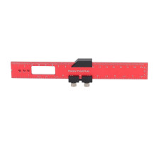 (As show, One size) Scribing Ruler Aluminum Alloy Anti Slip Accuracy Pocket Ruler with Stop Woodworking Scribing Tools Red