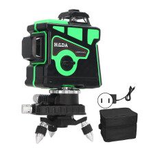 (As show, One size) Laser Leveler 12 Lines Green Beam High Visibility IP54 3D Precise Self Leveling Tool 100240V US Plug
