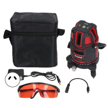 (As show, One size) 5 Line Laser Level 360 Degree Self Leveling Red Light Level Horizontal and Vertical Beam Tool 100240V AU Plug