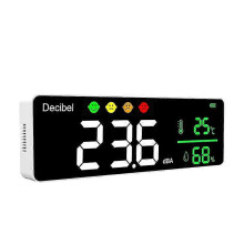 (As show, One size) DM1306D Digital Decibel Sound Meter Smart Wall Mounted Noise Detector 30-130DB Temperature and Humi